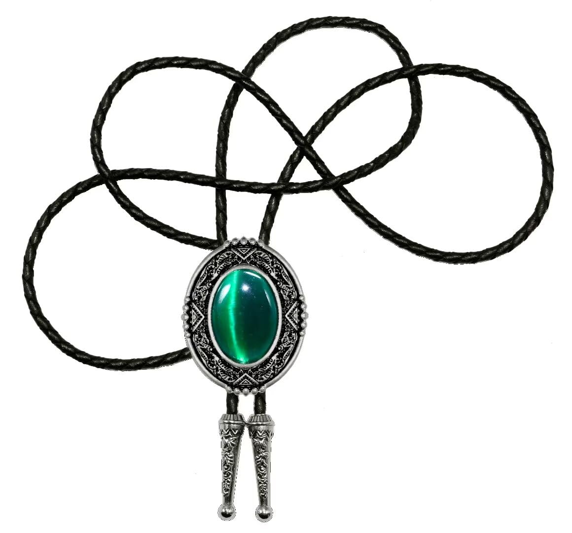 GURANSE Bolo tie With Natural Stone Flower Stripe Round Cowboy Western Style Necktie More Color
