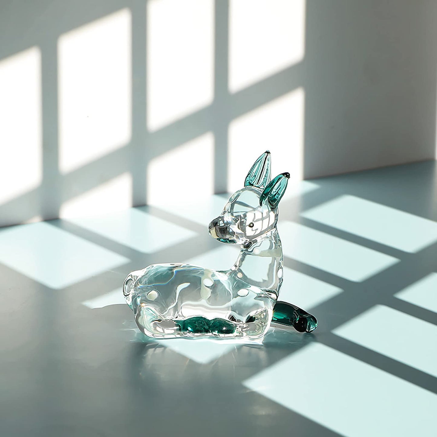 NaneTidy Reindeer Deer Figurine Glass Collection Ornament Statue Animal Collectible Christmas Decor Home Decor