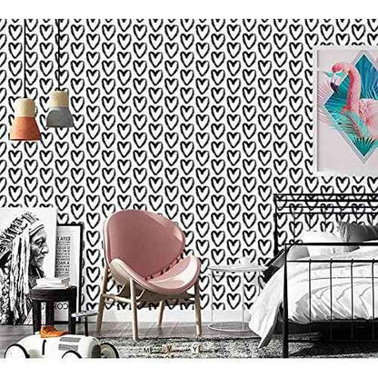 Timeet Black White Wallpaper - Peel & Stick 17.7"x118" Modern Wall Decoration