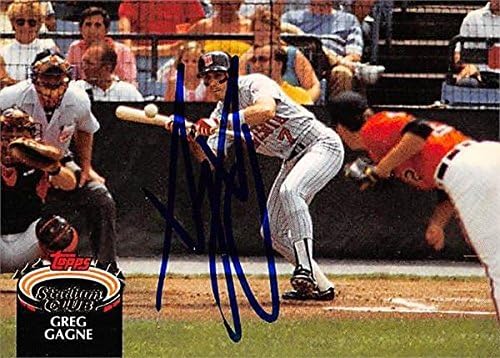 Sports Memorabilia Autograph Warehouse 245360 Greg Gagne Autographed Baseball Card - Minnesota Twins 1992 Topps Stadium Club - No. 376