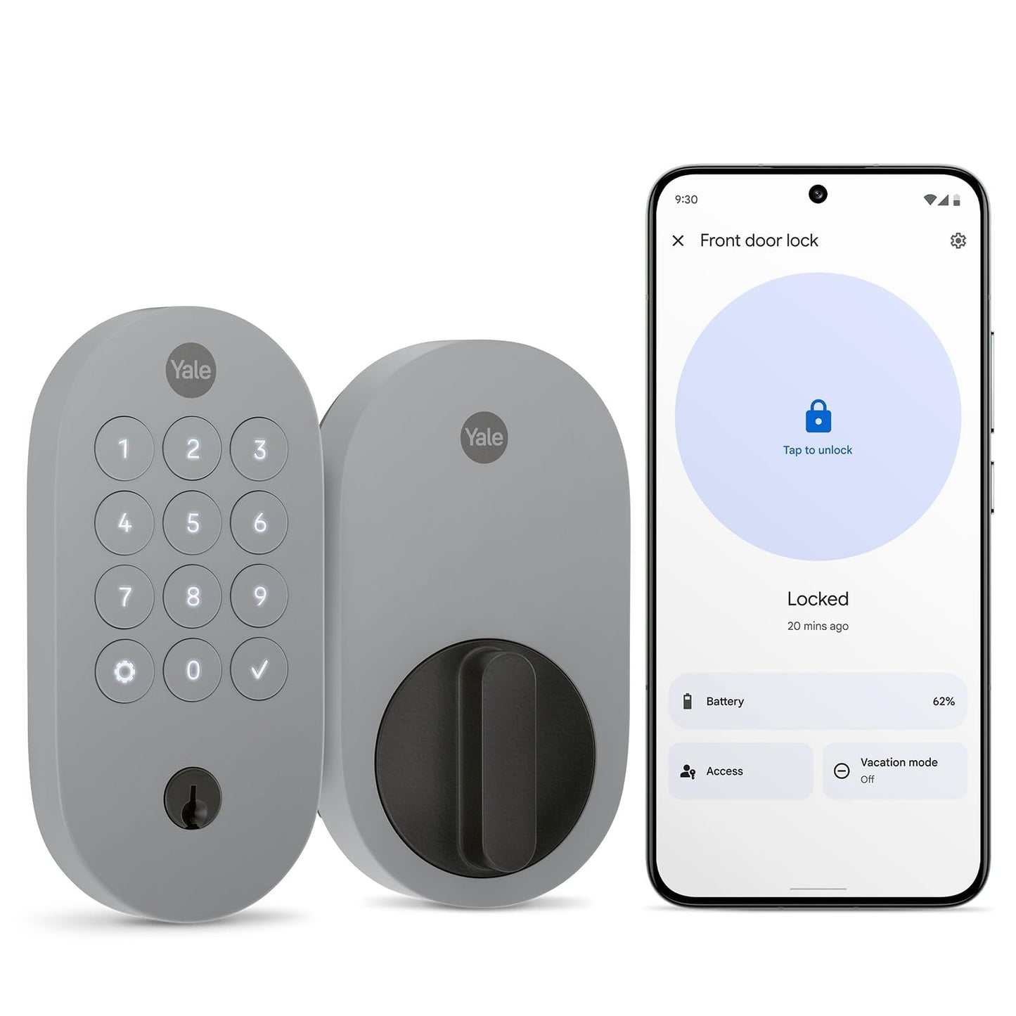 Yale Matte Black Keyed Deadbolt Smart Lock with Google Matter, YRD510-MT1-BLK