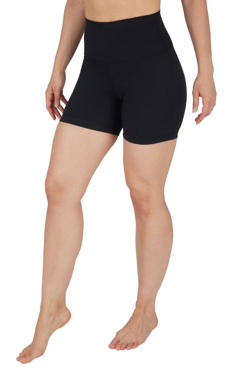 Yogalicious Womens High Waisted Biker Shorts Squat Proof Workout Yoga Short 5”, 7” 2 Pack - Purplehebe/Black 5" - Large