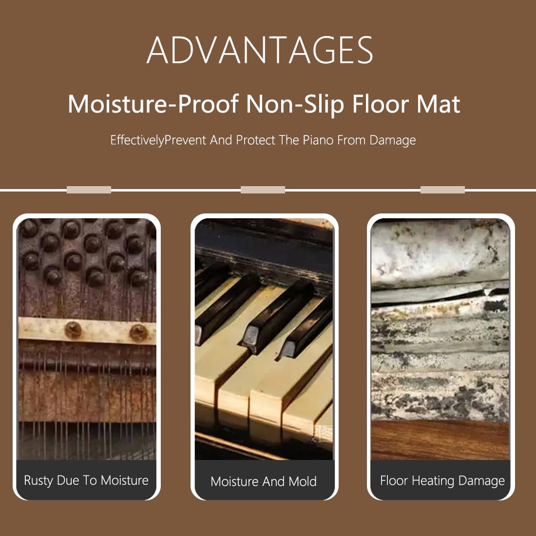 Piano Carpet Noise Reduction Rug, Soundproof Mat, Heat Insulation, Moisture-Proof Non-Slip Floor Mat for Upright Pianos (Color : C)