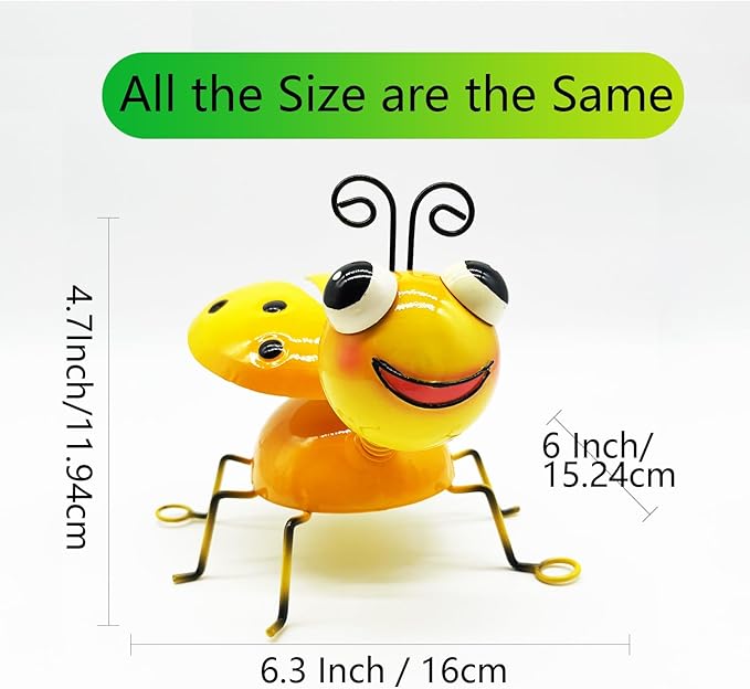 Metal Yard Art Garden Decor for Outside Cute Yellow Ladybugs Lawn Patio Ornaments Backyard Decorations Garden Gifts for Mom - Set of 2