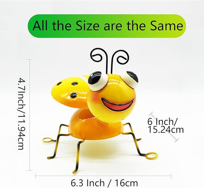 Metal Yard Art Garden Decor for Outside Cute Yellow Ladybugs Lawn Patio Ornaments Backyard Decorations Garden Gifts for Mom - Set of 2