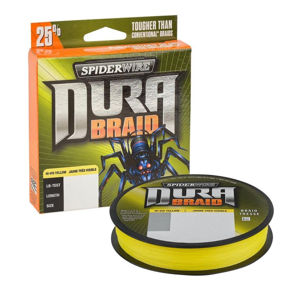 SpiderWire DuraBraid Fishing Line- 150 Yard Spool- 30# Line Test- Hi Vis Yellow
