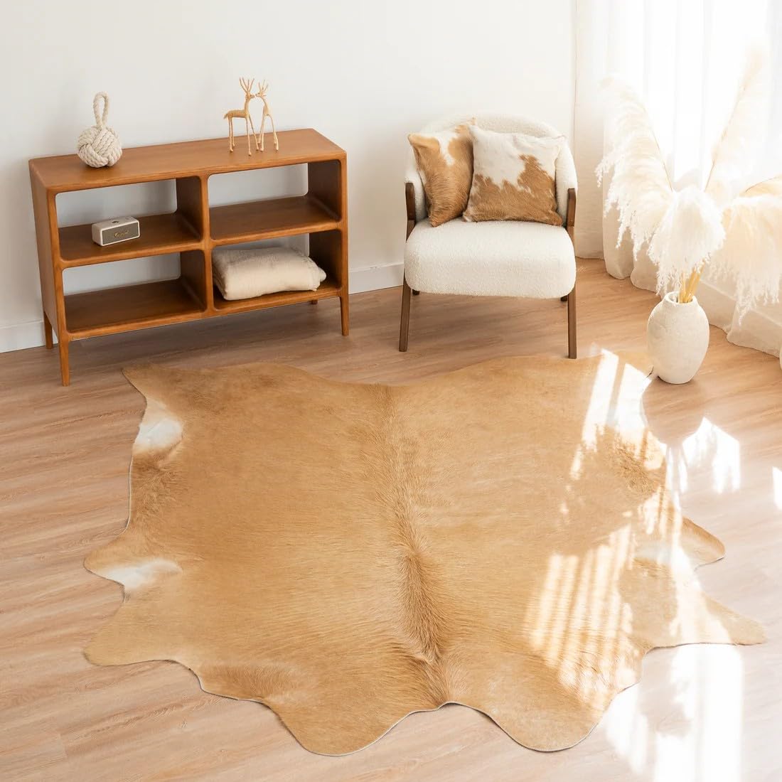 ecowhides 100% Genuine Brazilian Cowhide Rug - Beige - Luxury Cowskin Leather Area Rug Décor 7 x 6 feet