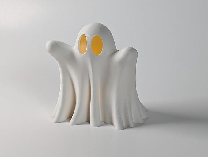Light Up Ghost Decoration – LED Tea Light Halloween Decor – Cute Spooky Accent for Home, Mantel, Party & Table Centerpiece – Eco-Friendly PLA