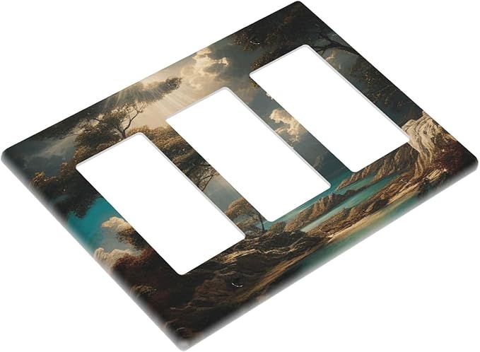 Decorative Art Light Switch Covers Sunburst Over the Wilderness 3 Gang Triple Rocker Outlet Switch plate GFCI Faceplate GFCI for Home Decor