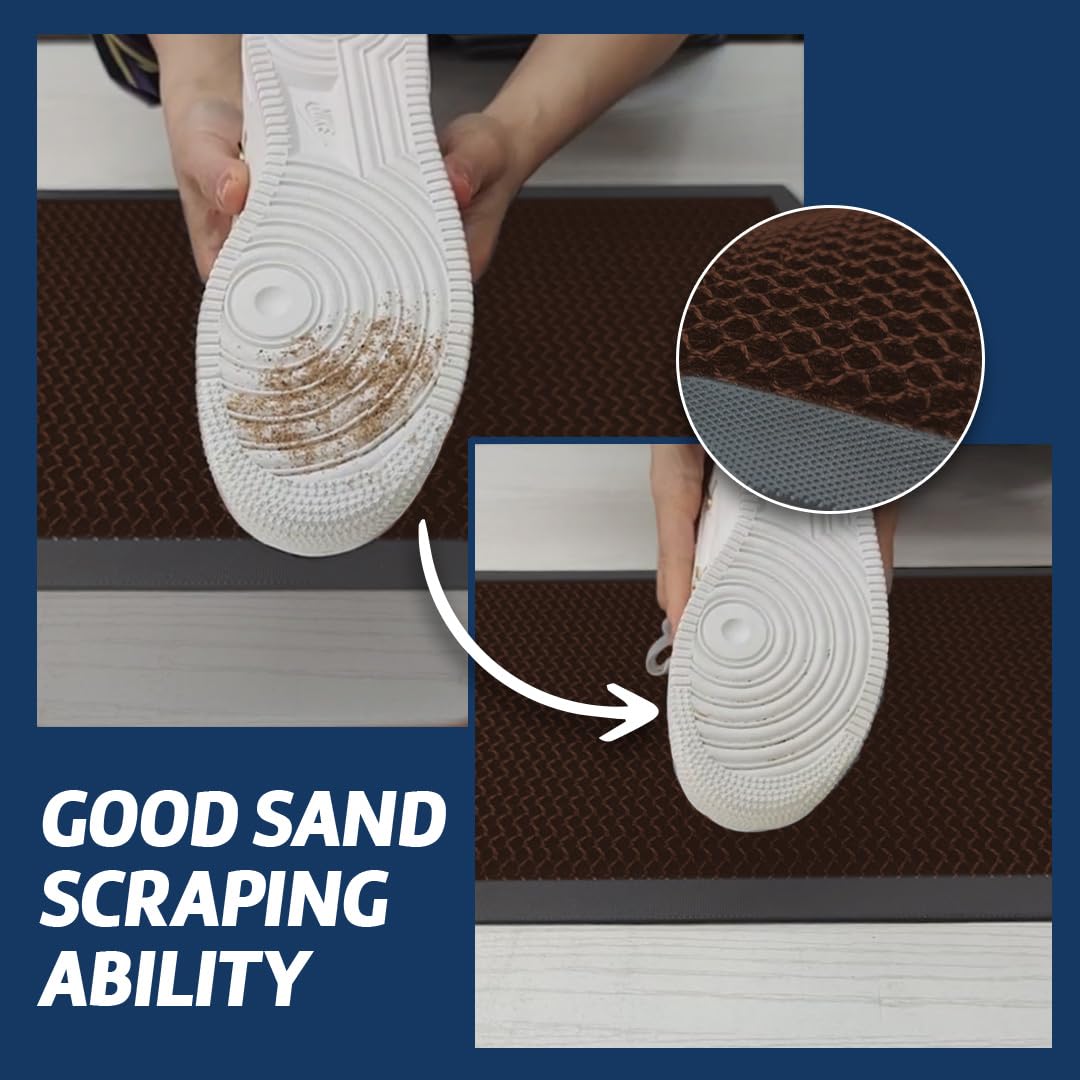 Muddy Mat® Meshy Mat™ Door Mat Heavy-Duty Quick-Dry Floor Mat, Sand & Dirt Trapper for Indoor & Outdoor, Ideal for Entrance, Mudrooms,Patios & Garages,Low-Profile,Non-Slip,Washable– Brown 17"x30"x0.4"