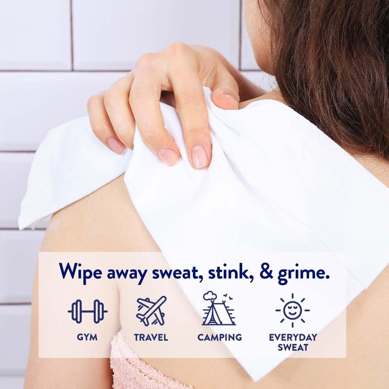 Megababe Cucumber Mint Shower Sheets | Summer and Hot Weather Essential | Individually Wrapped Body Cleansing Cloths | 10 Wipes (Pack of 1)