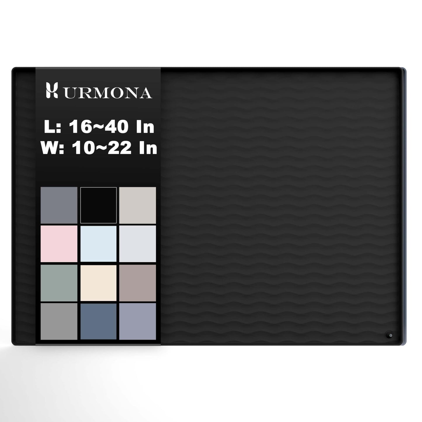 URMONA 19'' x 19'' Waterproof Silicone Under Sink Mat Cabinet and Counter Protector, Shelf Liner for Kitchen and Bathroom, Storage and Organizers, Litter Mat, Pet Cat Puppy Essentials（Black）