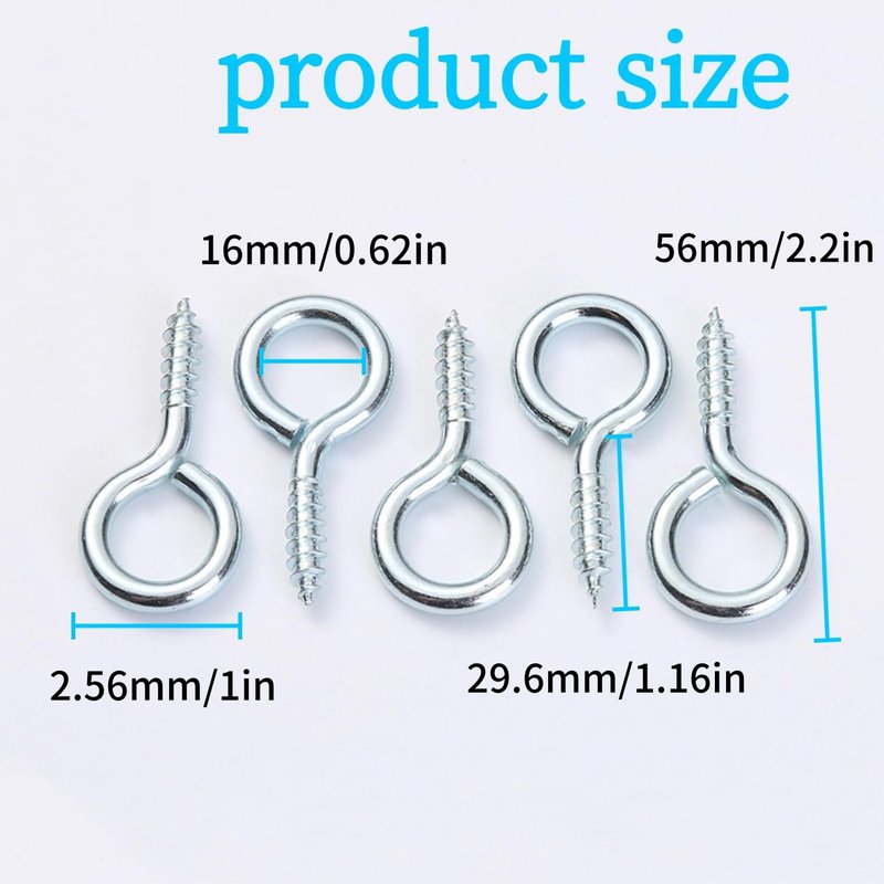 10 Pcs 2.2 Inches Eye Hooks,M6 Screw Eye Hooks,Heavy Duty Screw Eye Bolt,Load Bearing 200LB,Eye Bolt for Indoor & Outdoor Use