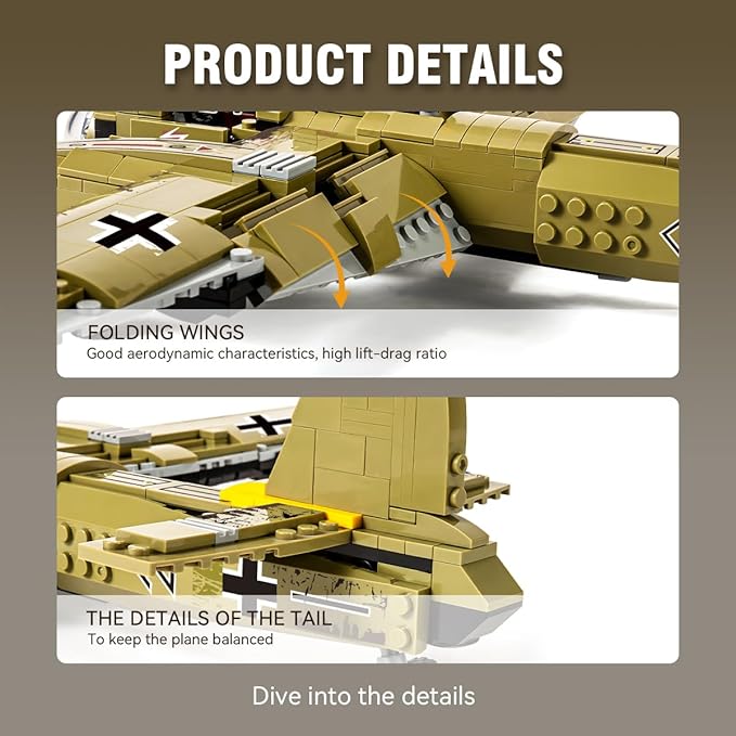 DAHONPA JU88 Bomber Plane Junker Aircraft Building Set [430pcs+] Classic German Fighter Models Perfect for Holiday Gifts and Military Displays