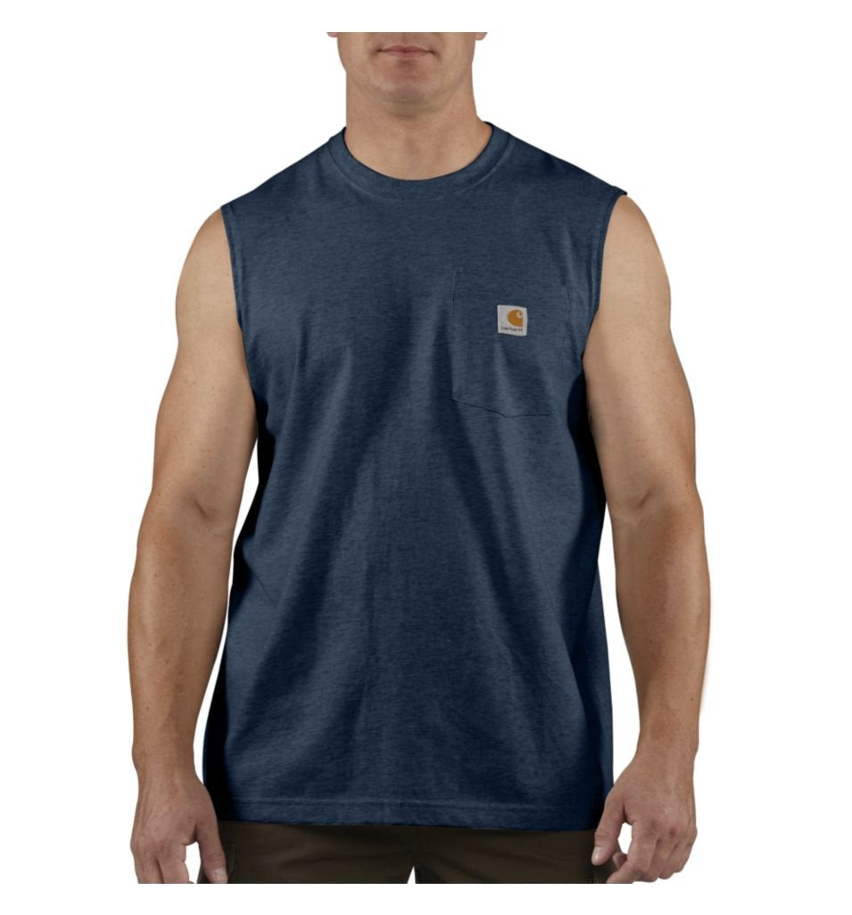 Carhartt Men's Dearborn Relaxed Sleeveless T-Shirt, Navy, Large