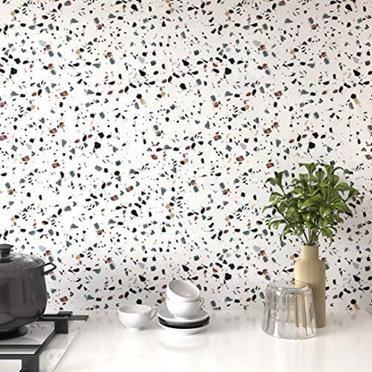 LACHEERY Terrazzo Contact Paper for Countertops Waterproof Self Adhesive Granite Countertop Contact Paper Decorative Wall Paper Roll Peel and Stick Wallpaper for Kitchen Shelf Drawer Liners 15.8"x80"