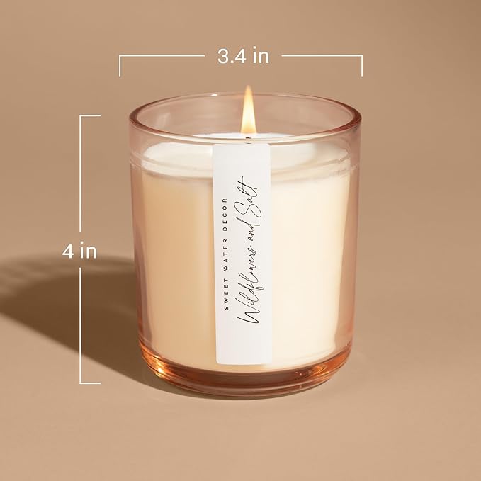 Sweet Water Decor Relaxation Scented Soy Candles – Eucalyptus, Peppermint, Powder, Patchouli, Vanilla – Cozy, Calming Aroma – 50 Hour Burn – 12oz Tinted Glass Jar for Home Decor and Bedroom Decor