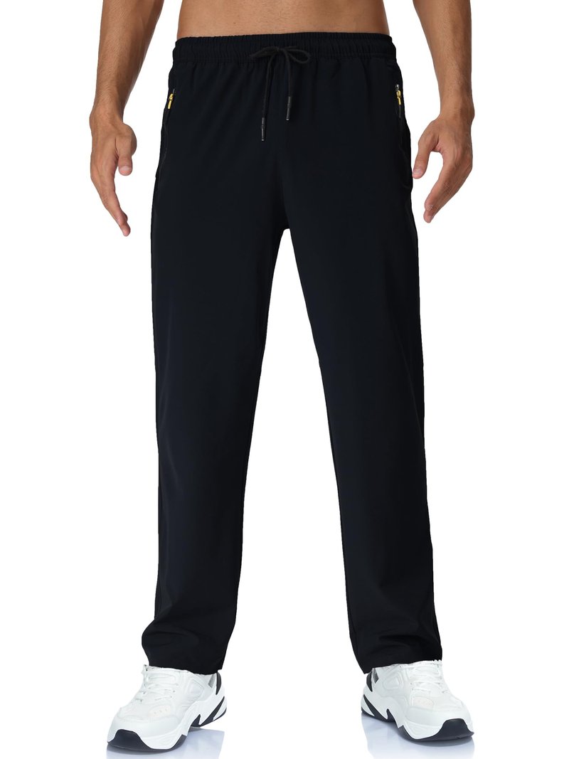 Rapoo Mens Sweatpants Joggers Athletic Workout Sweat Track Hiking Pants for Men Expandable Waist Jogging Pant with Pockets Black L