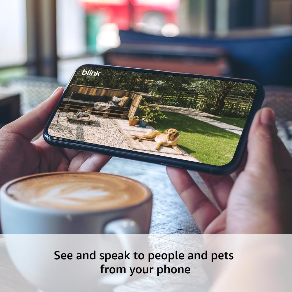 Blink Outdoor 4 (newest model) – Wireless smart security camera, two-year battery life, 1080p HD day and infrared night live view, two-way talk. Sync Module Core included – 1 camera system
