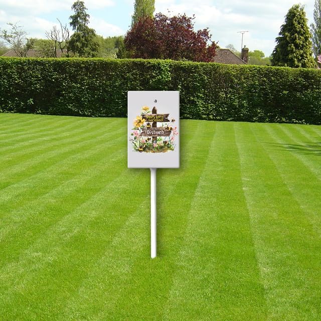 Uptell Honeybees Hard At Work Do Not Disturb Yard Signs with Stakes Aluminum Sign for House/Front Door and Business Outdoor Decoration 7x8.8 Inch