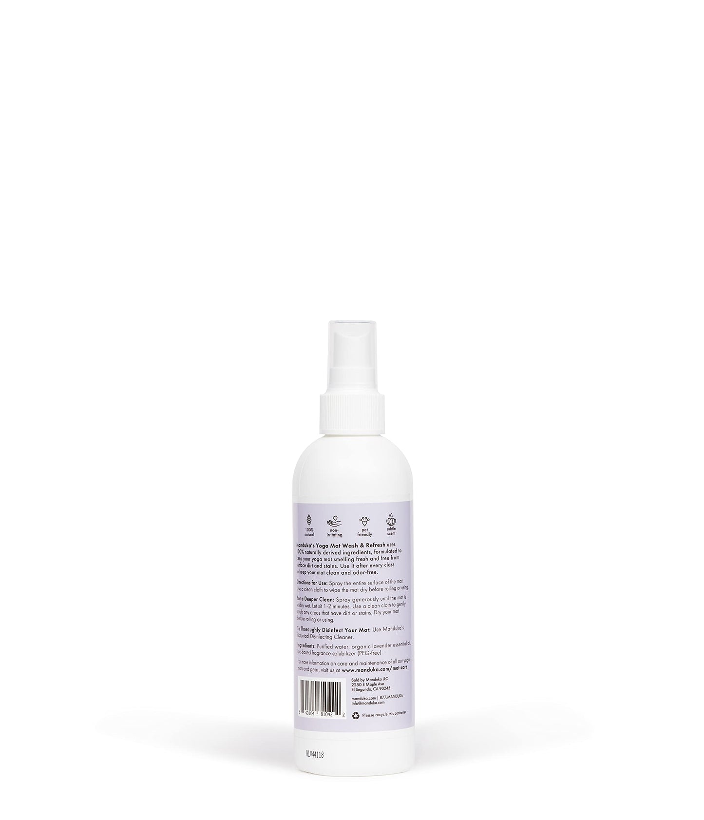 Manduka Yoga Mat Wash and Refresh – 100% Natural Essential Oil Yoga Mat Cleaning Spray, Fitness Equipment and Gym Accessories Cleaner, Non-irritating, Pet Friendly | Lemongrass Scent, 8 oz