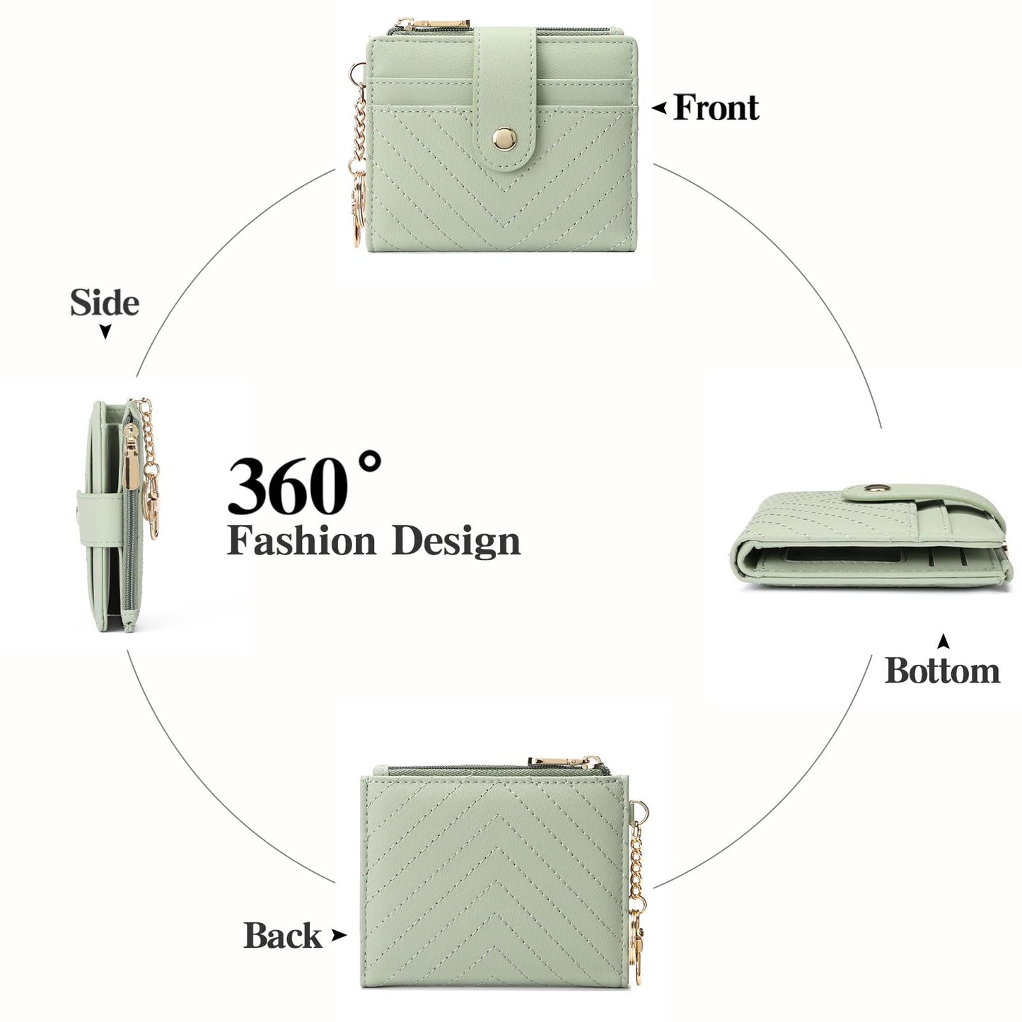 GAEKEAO Slim Wallet for Women, RFID Blocking Credit Card Holder Bifold Wallet with Zipper Coin Pocket, ID Window