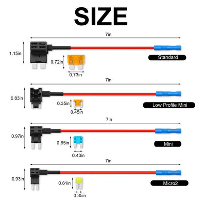 Cooclensportey 16 Pack 4 Types Fuse Tap, Upgraded 12V Car Add a Circuit Fuse Tap Kit - Standard Mini Micro2 and Low Profile Mini Fuses Taps, ATO ATC ATM APM Fuses Adapter Jumper for Cars Trucks Boats