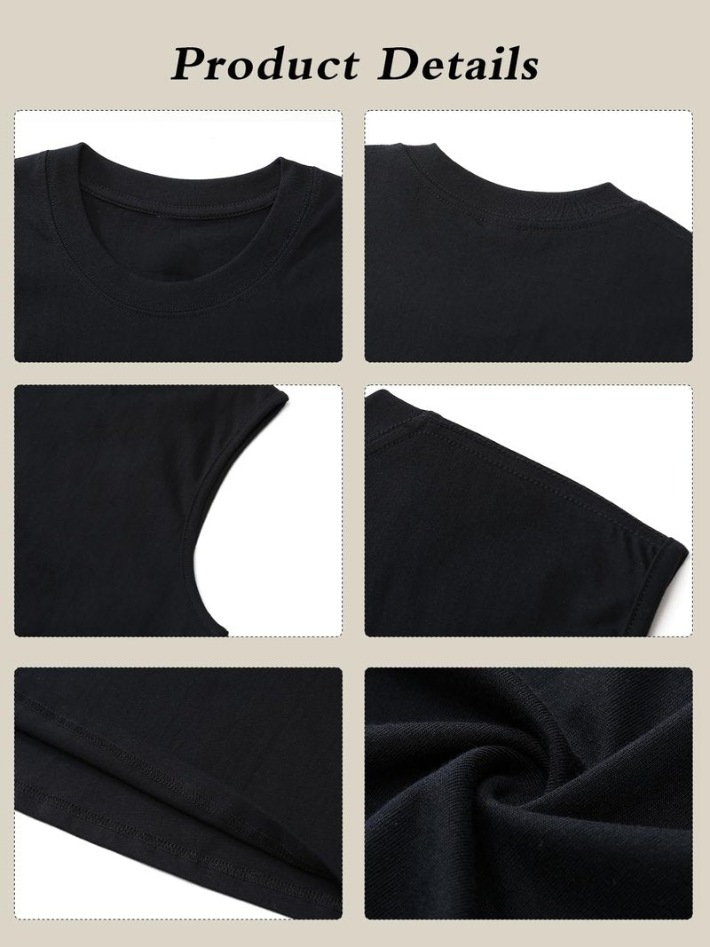 Mens Workout Tank Tops Sleeveless Tee Shirts Men Muscle Shirt Gym Cotton T Shirts Running Beach Loose Fit Tee（XZG,BK,L A-Black