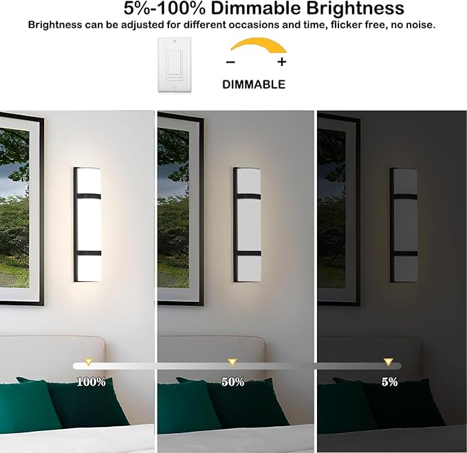 LED Bathroom 16 Inch Vanity Lighting Fixtures | CRI 90 4000K Matte Black Wall Sconces Set of Two with White Frosted Glass Lamp Shade | 120V 15W 1200LM Dimmable with Dimmer Switch(not Included)