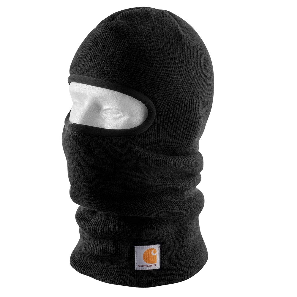 Carhartt Mens Knit Insulated Face Mask Cold Weather Hat, Black, One Size US