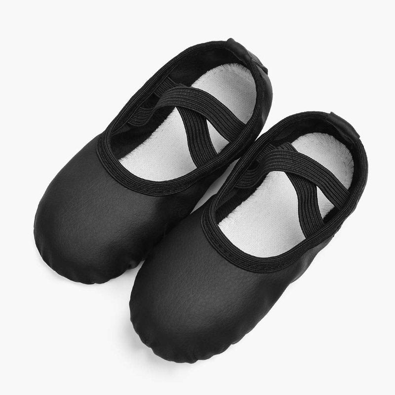 Stelle Ballet Shoes for Girls Boys Close-Fit PU Professional Dance Slippers for Toddler/Little Kid/Big Kid(Black,9MT)