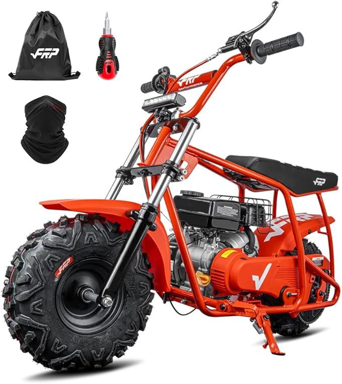 FRP GMB100 Performance 99CC 4-Stroke Mini Dirt Bike - Upgraded Hydraulic Brakes &amp Front Suspension Fork 28MPH Off-Road Mini Bike with LED Headlight Anti-Slip Seat Supports 220LBSRed