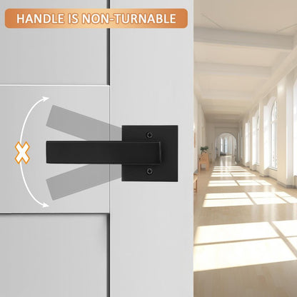 Probrico [Pack of 2 Door Lever Dummy Lever Door Handle for Closets French Doors,Square Dummy Door Lever,Non-Turning Single Side Pull with Black Finish,Easy Installation Pull Only Lever Set