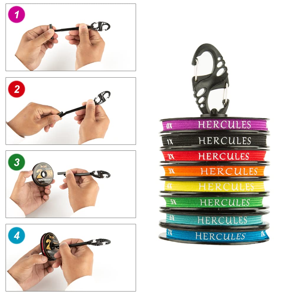 HERCULES Fly Fishing Tippet 3 Pack with Fly Tippet Holder, 2X - 8.81LB - 55YDS, Nylon