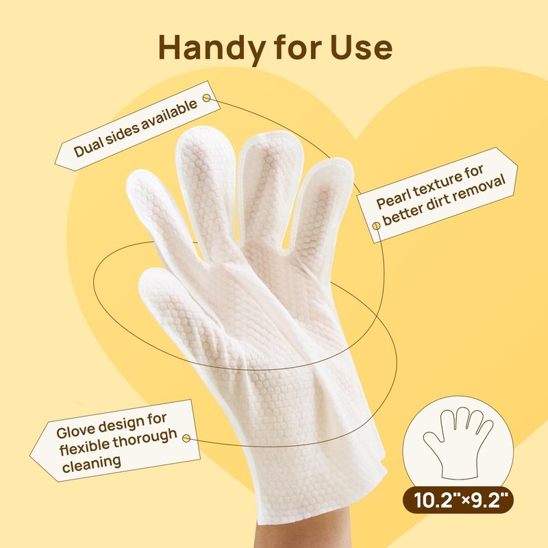 HICC PET Dog Wipes Cleaning Deodorizing Glove Wipes for Dogs, Cats & Horses, Vet Recommended Hypoallergenic Hydrating & Nourishing Pet Wipes for Eyes, Ears, Butt & Paws, No-Rinse, 20pcs Coconut Scent
