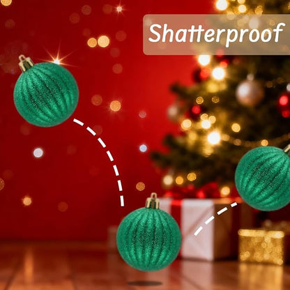 50ct Christmas Balls Ornaments for Xmas Tree, Red Green White Shatterproof Christmas Tree Decorations Hanging Ball for Holiday Party Decor(1.57"-2.36")