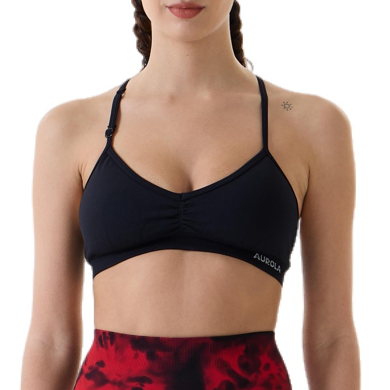 AUROLA Seamless Mercury Workout Sports Bras for Women Athletic Removable Adjustable Backless Minimal Top,Seamless-Black,M