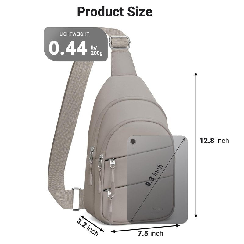 Tuwubi Crossbody Bags for Women, Sling Bag for Men, Small Hiking Backpack Anti Theft Lightweight for Outdoors Travel (M, Khaki)