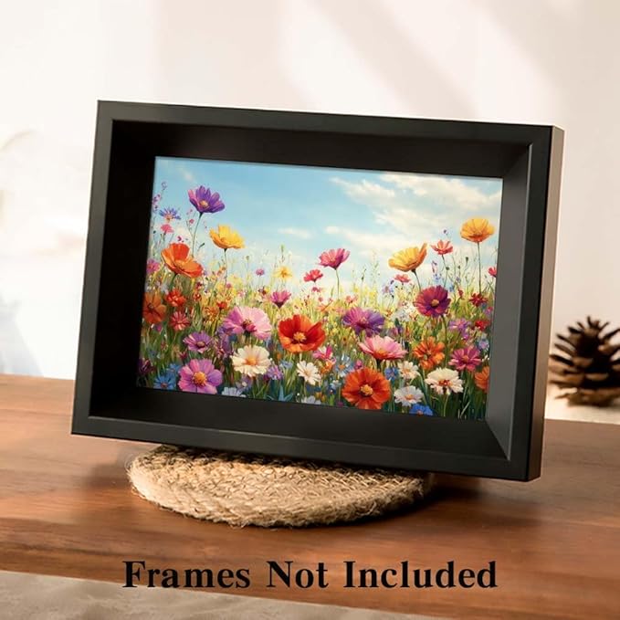 Yesad Colorful Wildflower Canvas Wall Art, Flowers Pictures Prints Printing Botanical Wall Art Floral Artwork Watercolor Flower Wall Décor for Living Room Bedroom Farmhouse (Unframed,12”x8”, Flower)