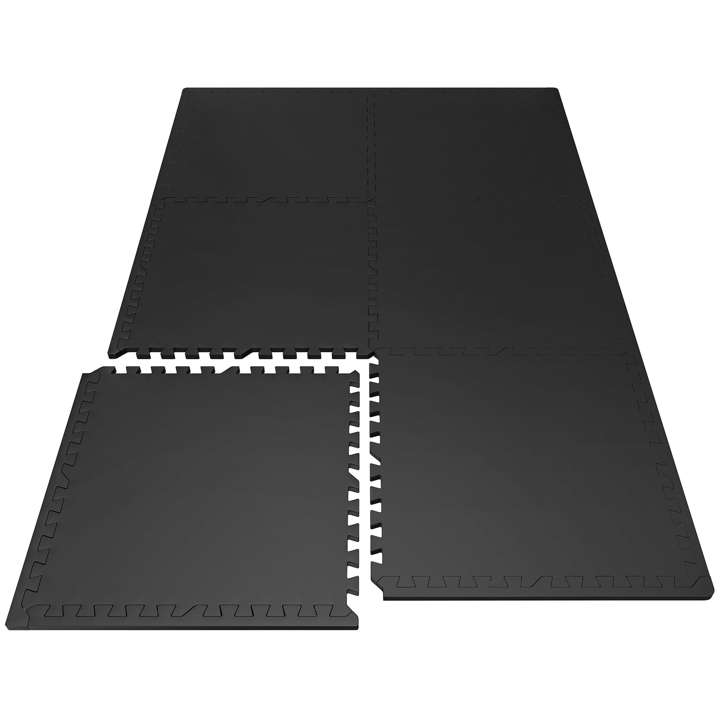 PRAISUN 0.6" Thicker Rubber Top Gym Flooring for Home Gym, 6 Pcs 24 Sq Ft Workout Mats, Exercise Mat, Interlocking Rubber Floor Mats with High Density EVA Foam for Garage, 24 x 24in, Black