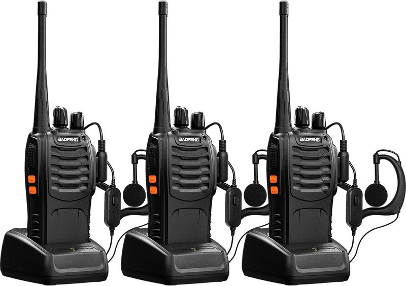 Baofeng Walkie Talkies bf-888s Long Range Two-Way Radios for Adults Rechargeable Handheld Interphone Professional UHF Communicator 3Pcs(2boxes) Walky Talky Set with Earpiece,Li-ion Battery and Charger
