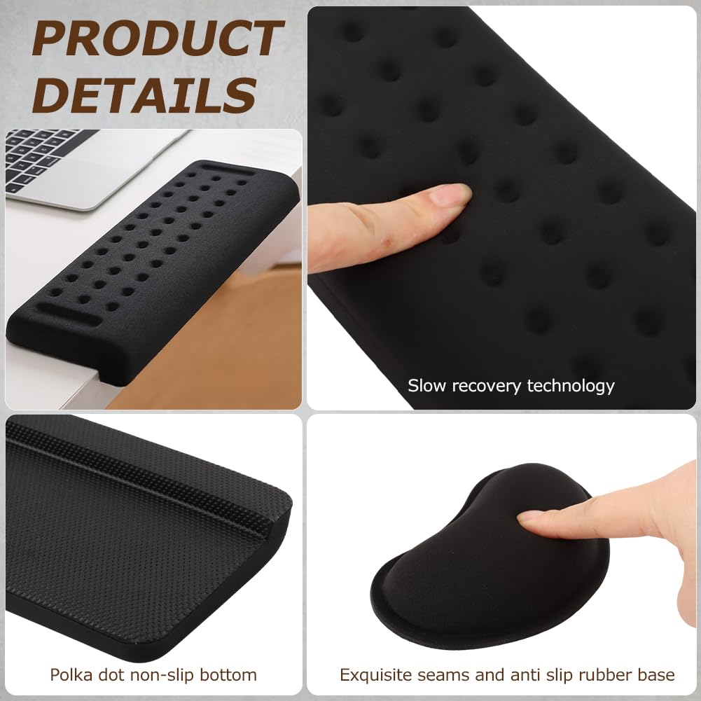 3PCS/Set L-Shaped Desk Elbow Pad for Desk, Memory Foam Elbow Support Padding with Non-Slip, Wrist Comfort Support for Office Home (Black)