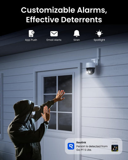 REOLINK 2K 4G LTE Cellular Security Camera Wireless Outdoor, Built-in SIM Card, 360° Pan-Tilt & Auto Tacking, No WiFi Solar Powered, Color Night Vision, Smart AI Detection, Go PT S Lite+Solar Panel