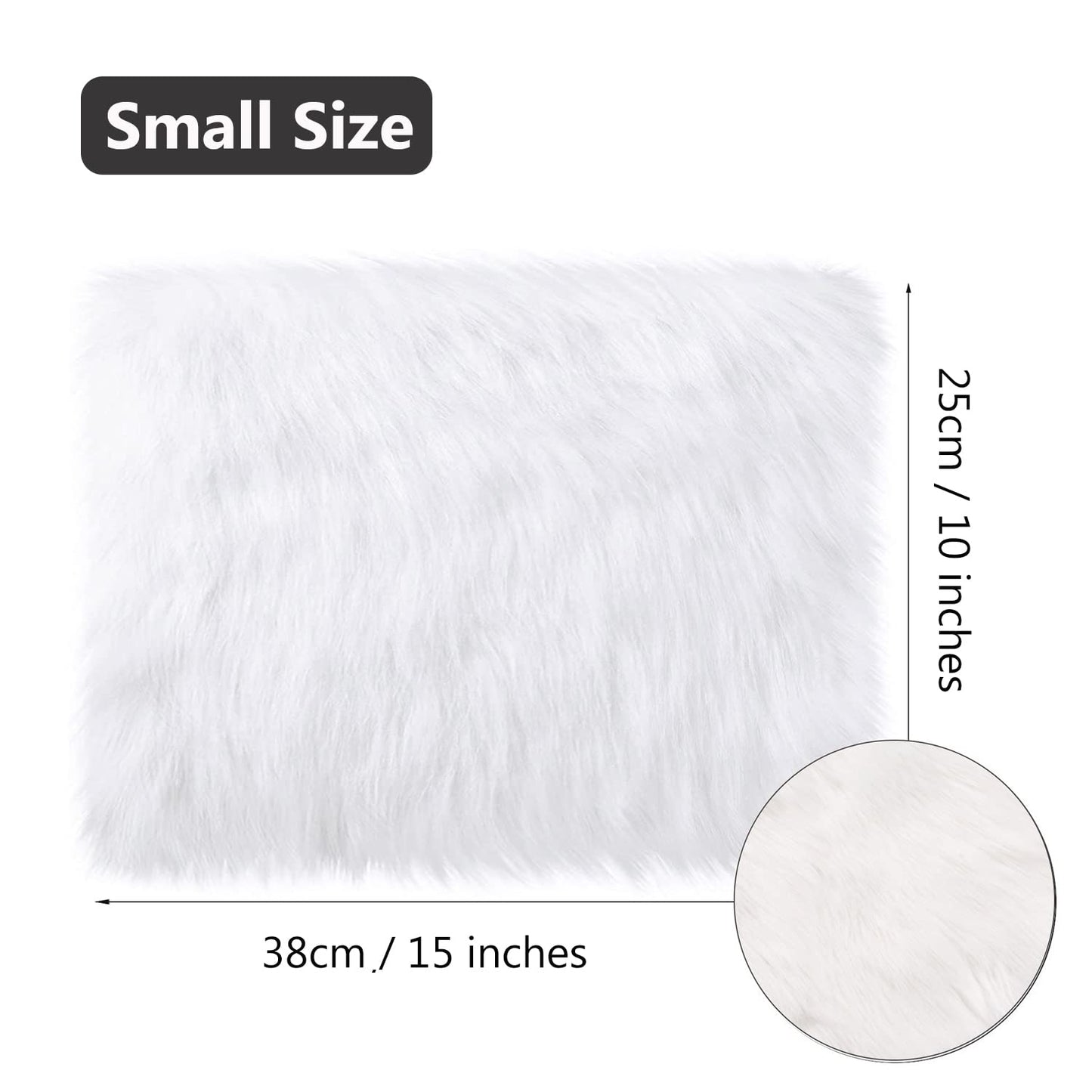 Qioly White Faux Fur Plush Cushion Fluffy Small Area Rug, Luxury Background for Small Items/Jewelry/Nail Art Desk Photos, Product Display & Home Decor (Rectangle - 15 x 10 Inches)