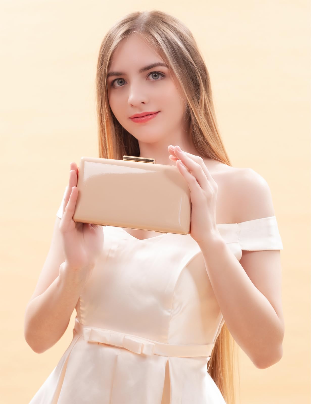 Hupifaz Evening Purse - Small Clutch Purses for Women Wedding and Party, Women's Formal Evening Bag (Nude)
