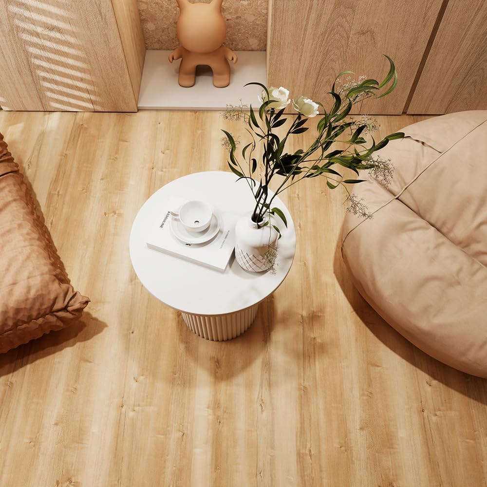 auxua Wood Grain Peel and Stick Floor Tiles – 11.8” Width, Full Roll Length of 118" – Versatile Design for Any Space, Yellow Self Adhesive Vinyl Flooring, Waterproof and Non-Slip Features