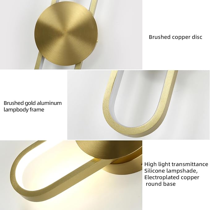 JAYMP Modern Wall Sconce Dimmable LED Wall Light Fixture, Hardwired Wall Lamp for Living Room, Dining Room, Bedroom, Hallway, Lobby, Entryway (Brushed Gold, H90cm/35.4inch)