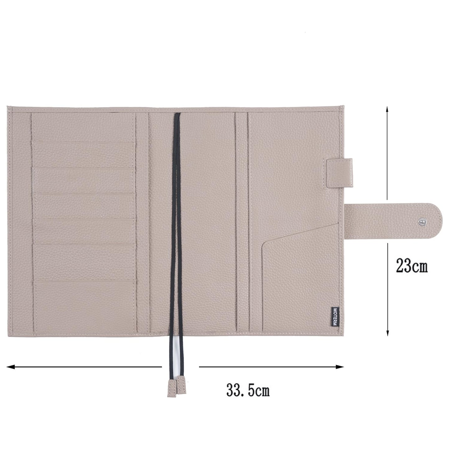 Moterm Leather Cover for A5 Notebooks - Fits Hobonichi Cousin, Stalogy and Midori MD Planners, with Pen Loop, Card Slots and Back Pocket (Pebbled-Taupe)