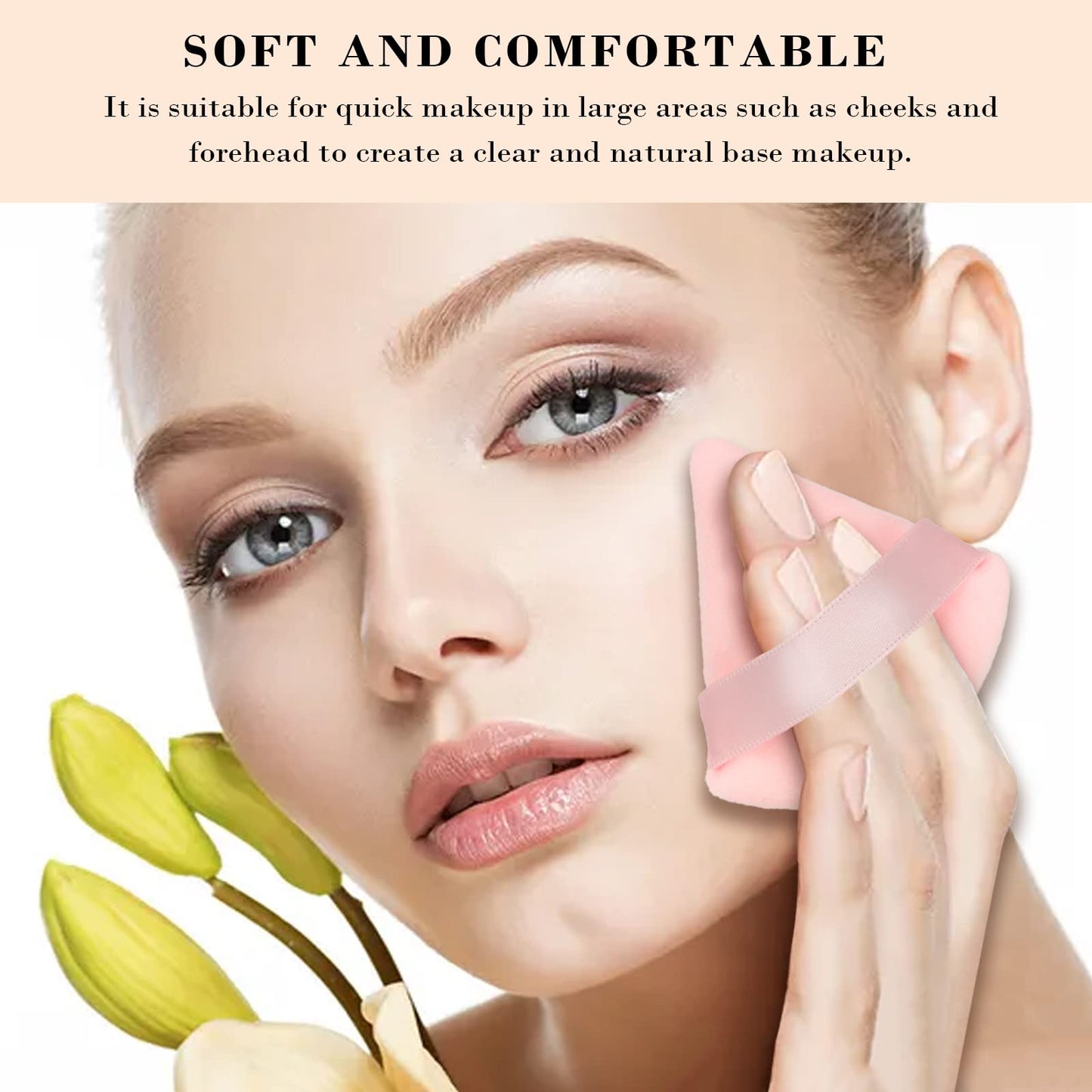 8Pcs of Triangular Powder Puff Makeup Sponges, Made of Super-soft Velvet, Designed for Contouring, Eye, and Corner, Beauty Blender Foundation Mixing Container.(Black)