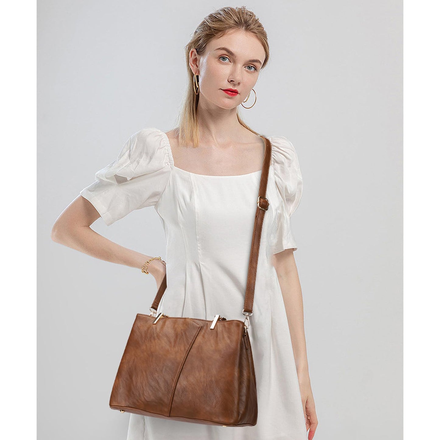 KouLi Buir Hobo, PU Leather Purses and Handbags - Shoulder, Crossbody, Top Handle, Tote Bag (Brown)